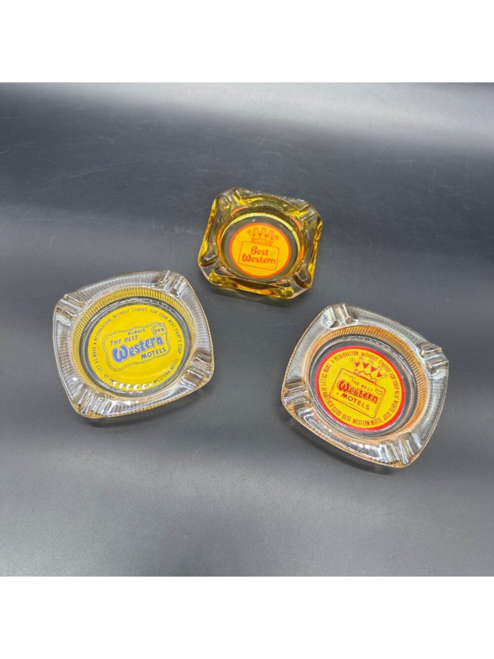 Vintage Best Western Motel Ashtrays Lot Of 3 Glass Trinket Dishes Advertising